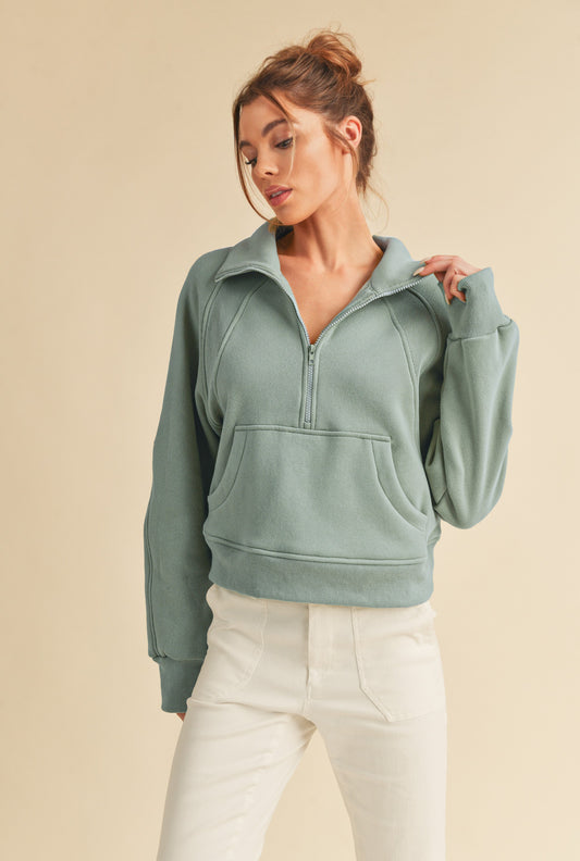 Funnel Neck Quarter Zip Sweatshirt