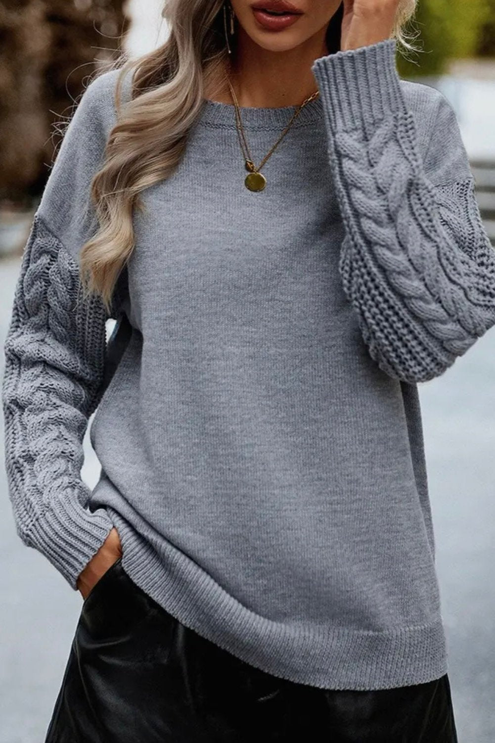 Cable Knit Sleeve Sweater