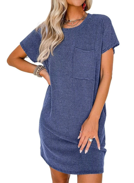 Corded T-Shirt Dress With Pockets