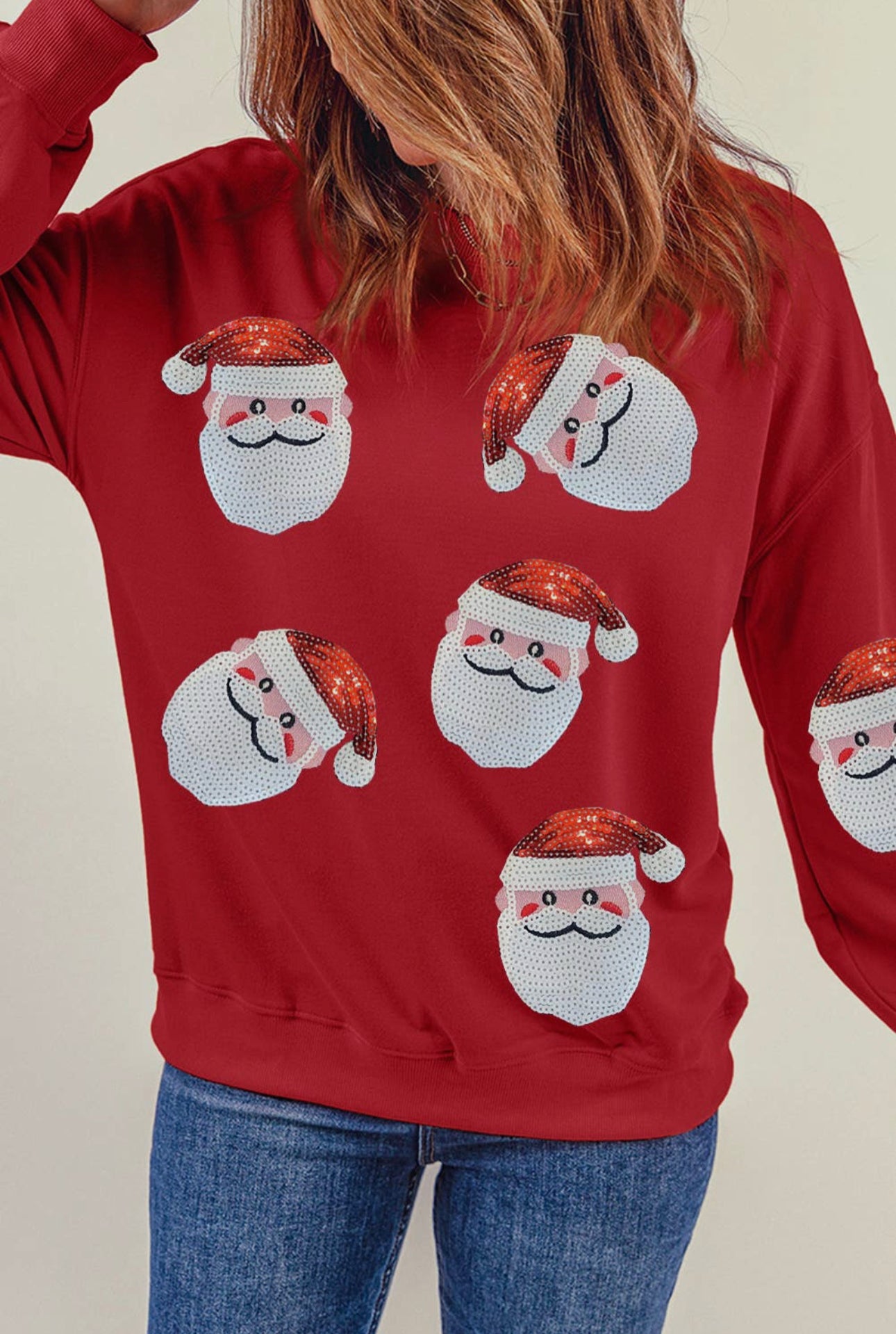 Sequin Santa Crewneck