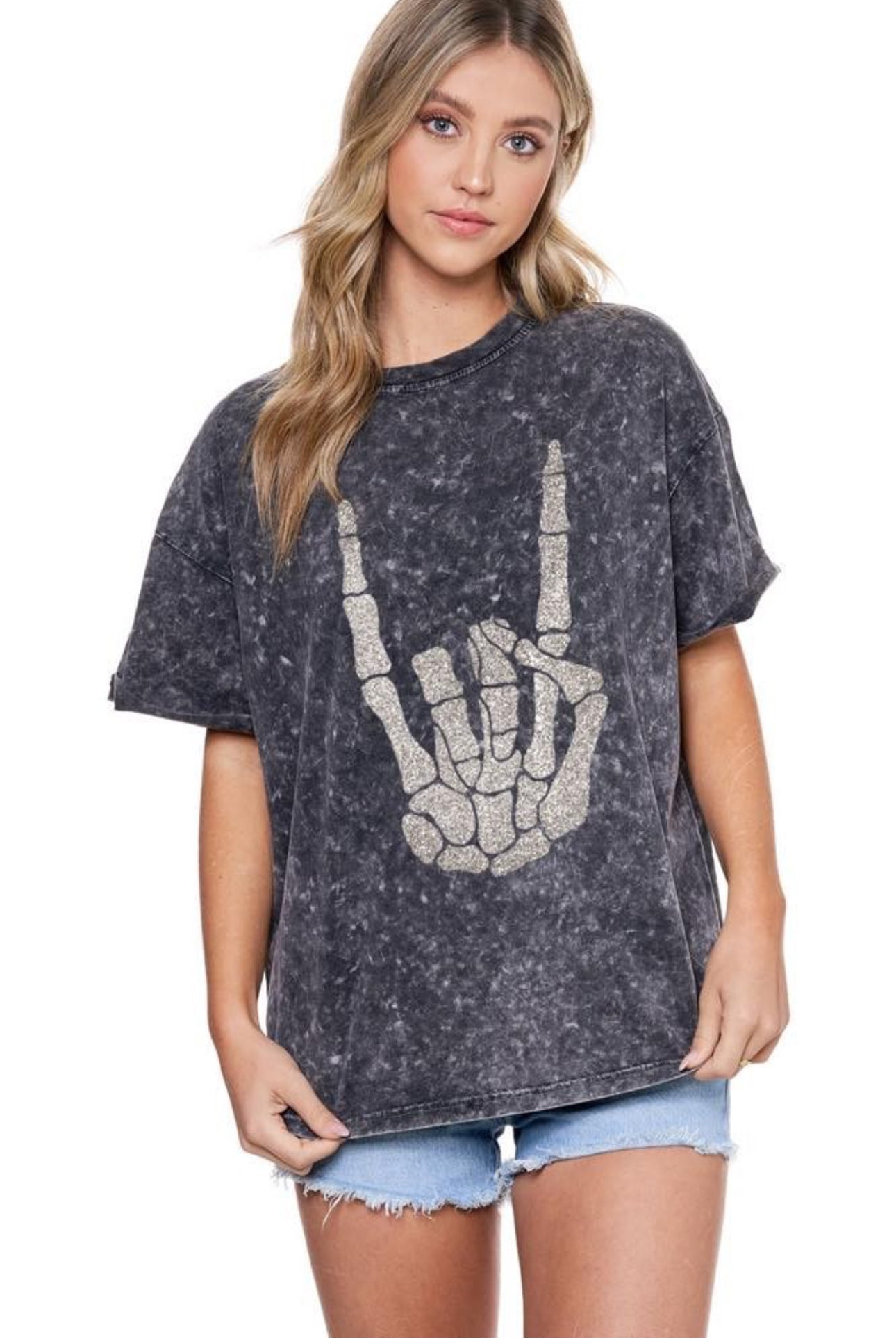 Glitter Rock N Roll Washed Graphic Tee