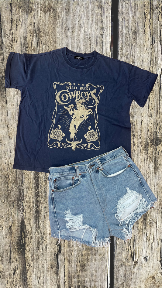 Wild West Cowboy Cropped Tee