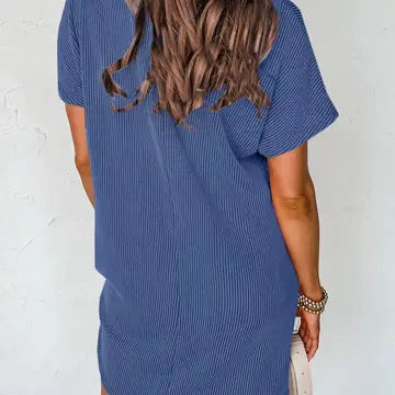 Corded T-Shirt Dress With Pockets